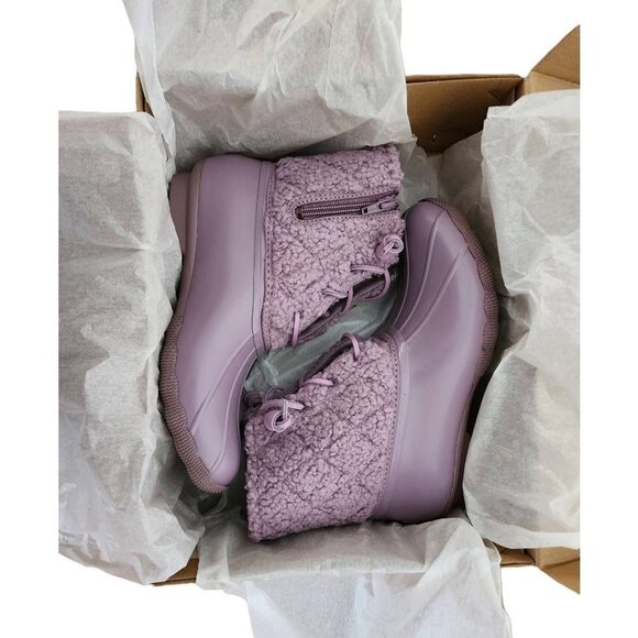 Sperry Womens Sherpa Ankle Saltwater Duck Boots Purple Flat Heel Cuban Zip 9.5 - Picture 4 of 7